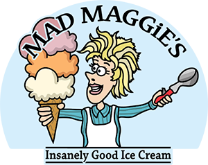 Mad Maggie's Ice Cream logo scroll
