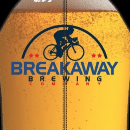 A beer bottle with the logo of breakaway brewing company.