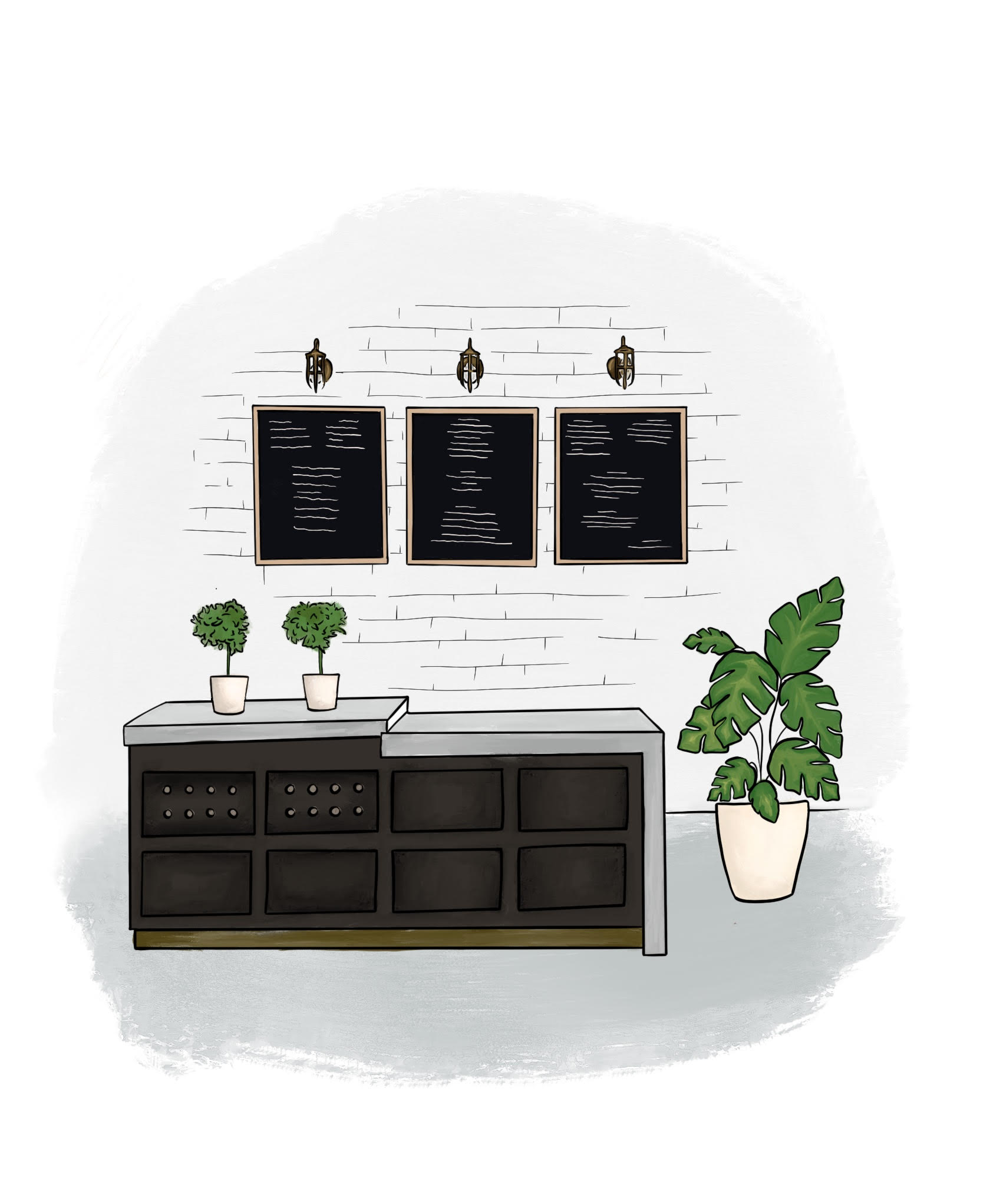 kitchen with potted plants