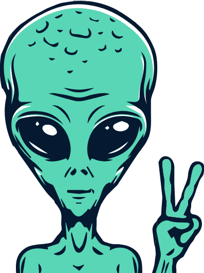 Alien holding 2 fingers up