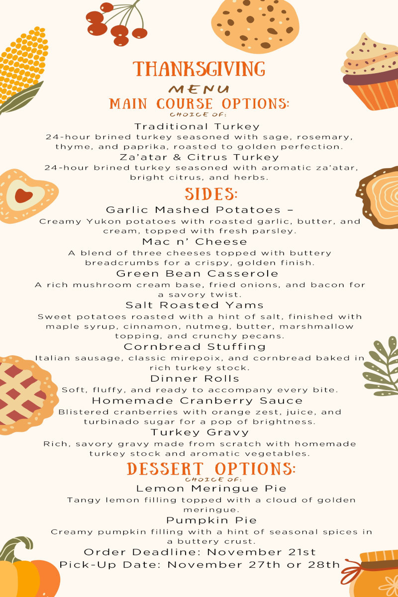 Thanksgiving menu