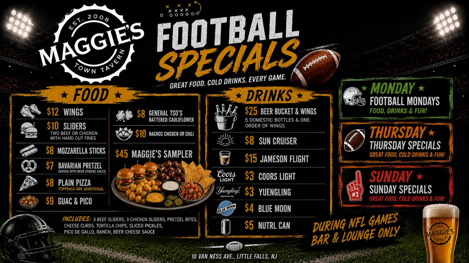 Football Specials at Maggie's Town Tavern