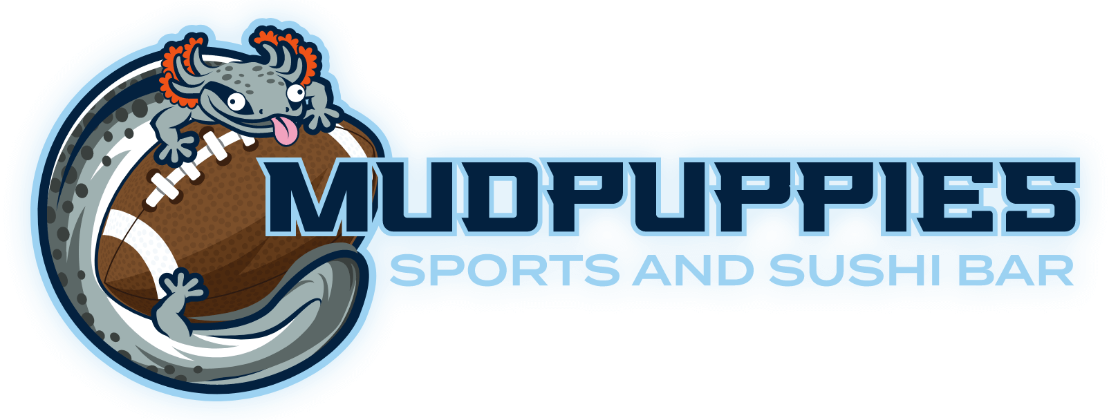 Mudpuppies Sports and Sushi Bar logo scroll