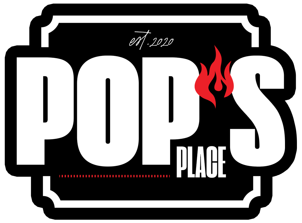 POP'S PLACE logo scroll
