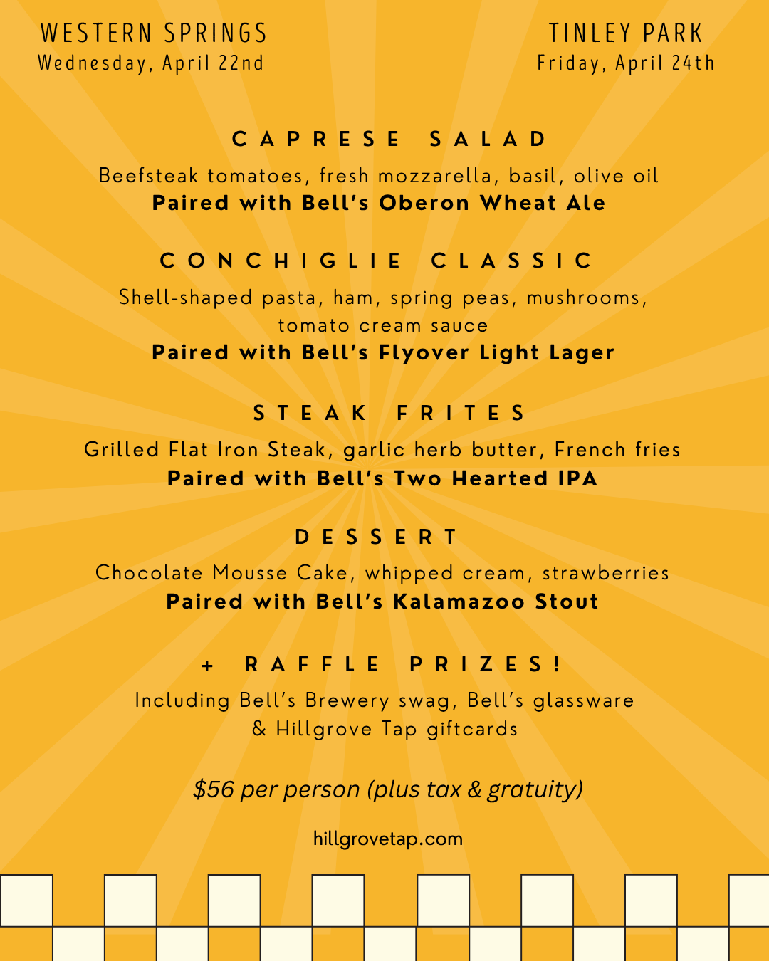 Beer Dinner menu