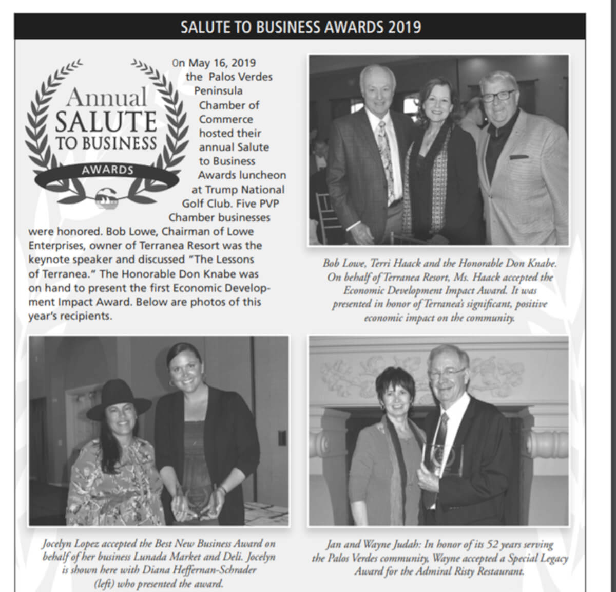 'Salute to business awards 2019' scanned newspaper article