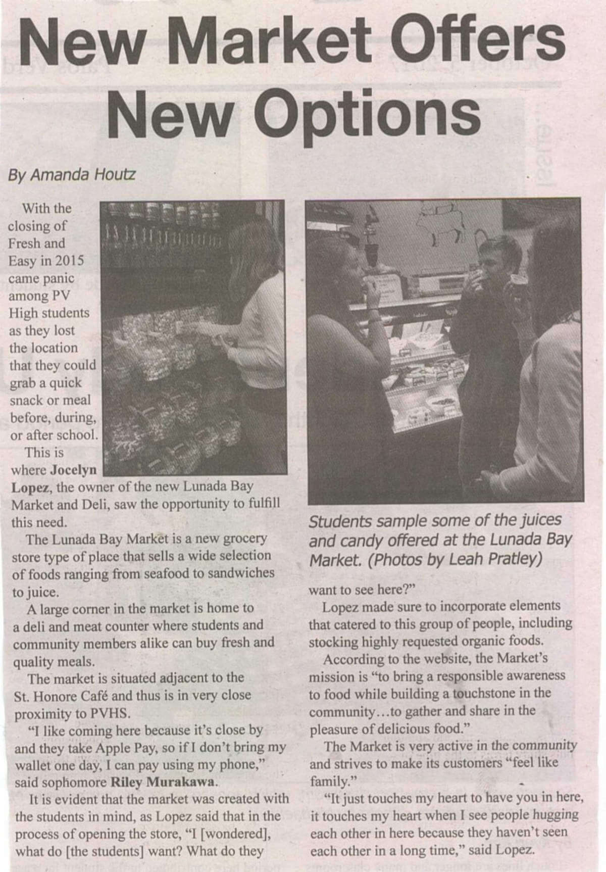 'New Market Offers New Options' scanned newspaper article