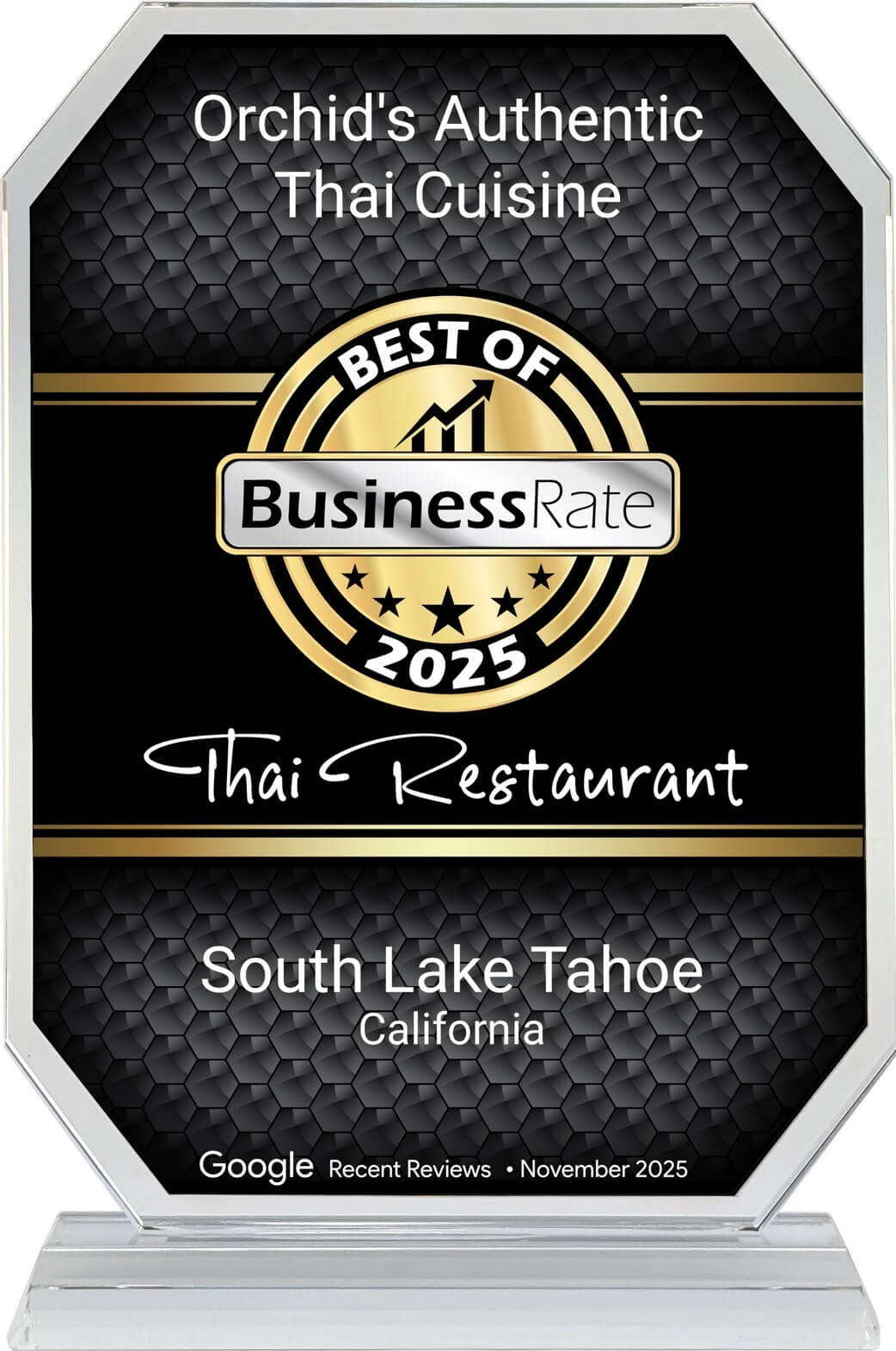 Orchid's Authentic Thai Cuisine Business Rate 2025 award