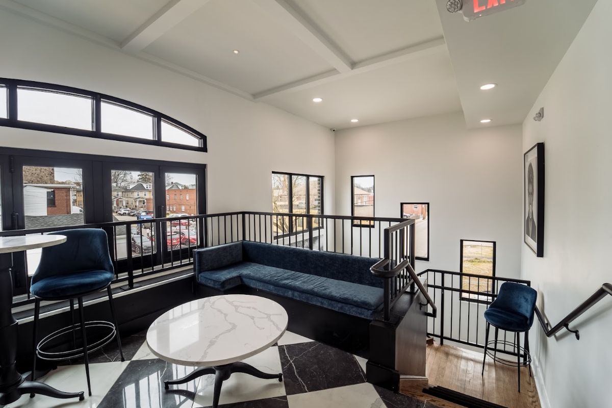 Lounge seating area near the entrance
