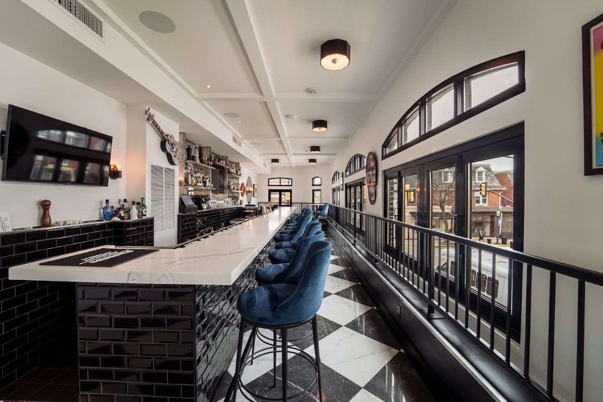 Second Story bar lounge with checkered floor