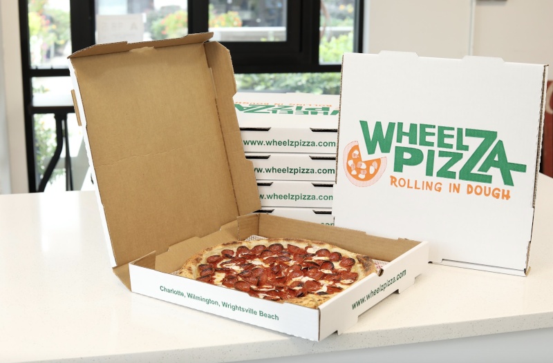 Wheelz Pizza’s three-cheese pizza