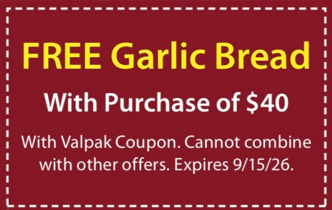 Free Garlic Bread with Purchase of $40