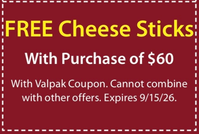 Free Cheese Sticks with Purchase of $60