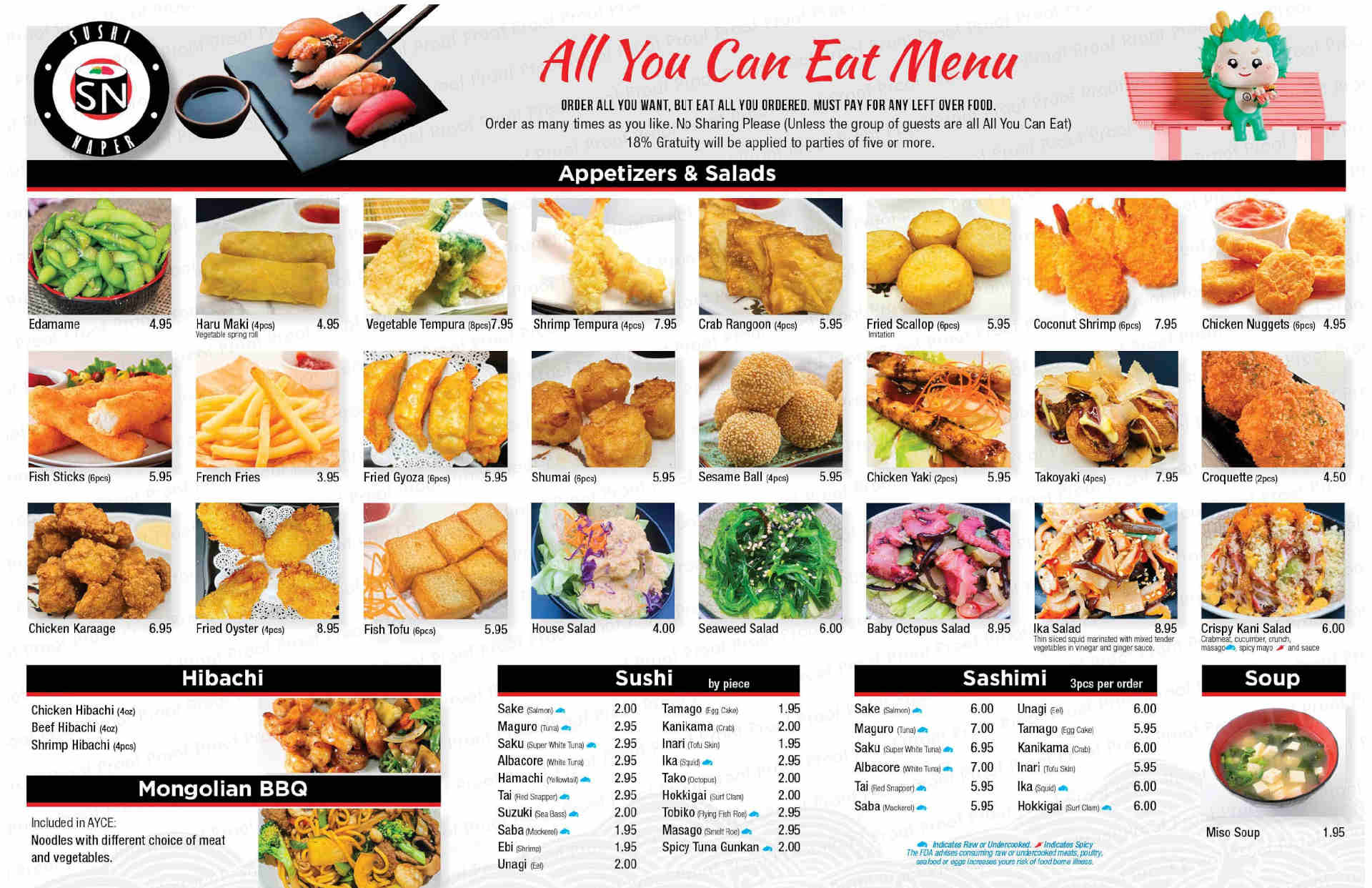 All you can eat menu 1