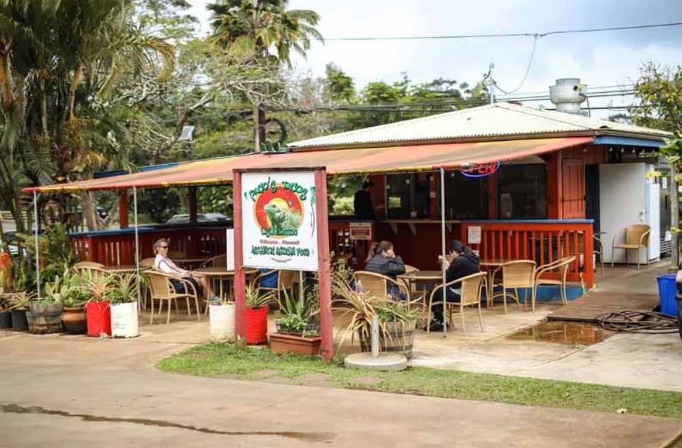 front of the restaurant building and front porch