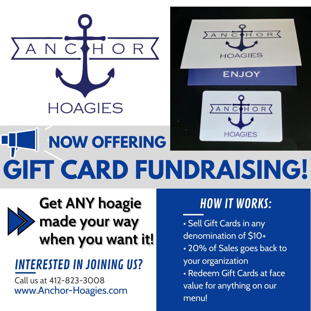Anchor Hoagies Gift Cards Fundraising flyer