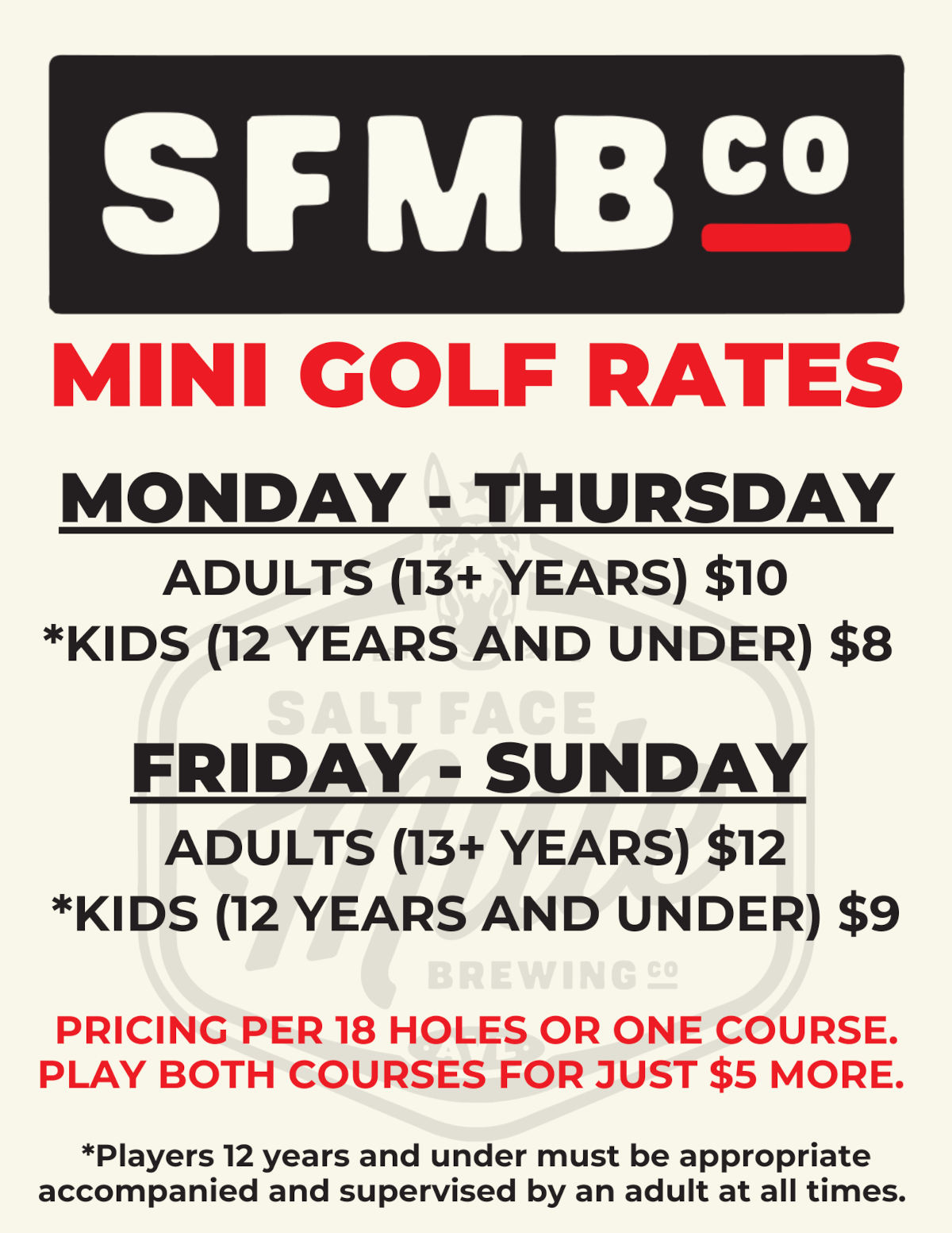 Mini Golf Rates