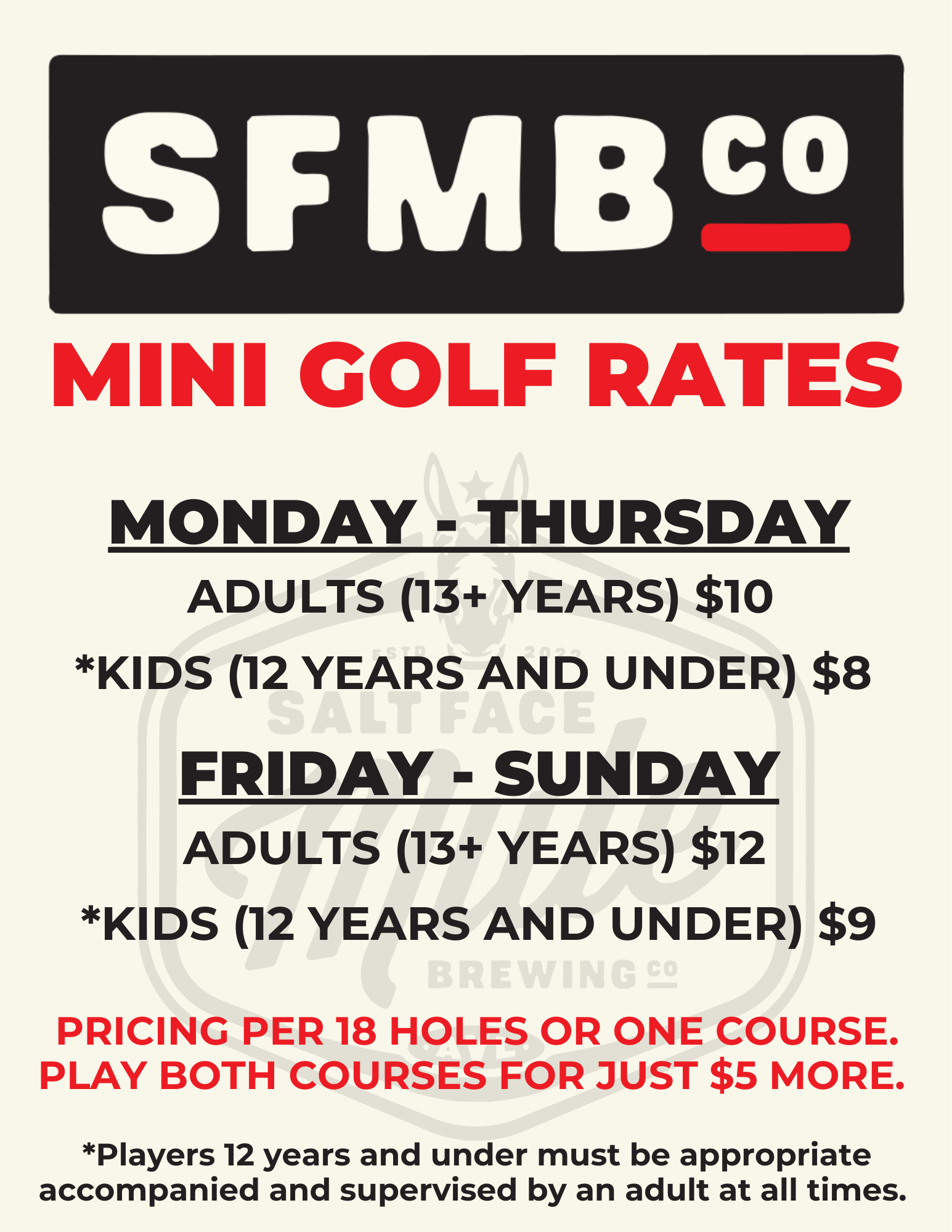 Mini Golf Rates
