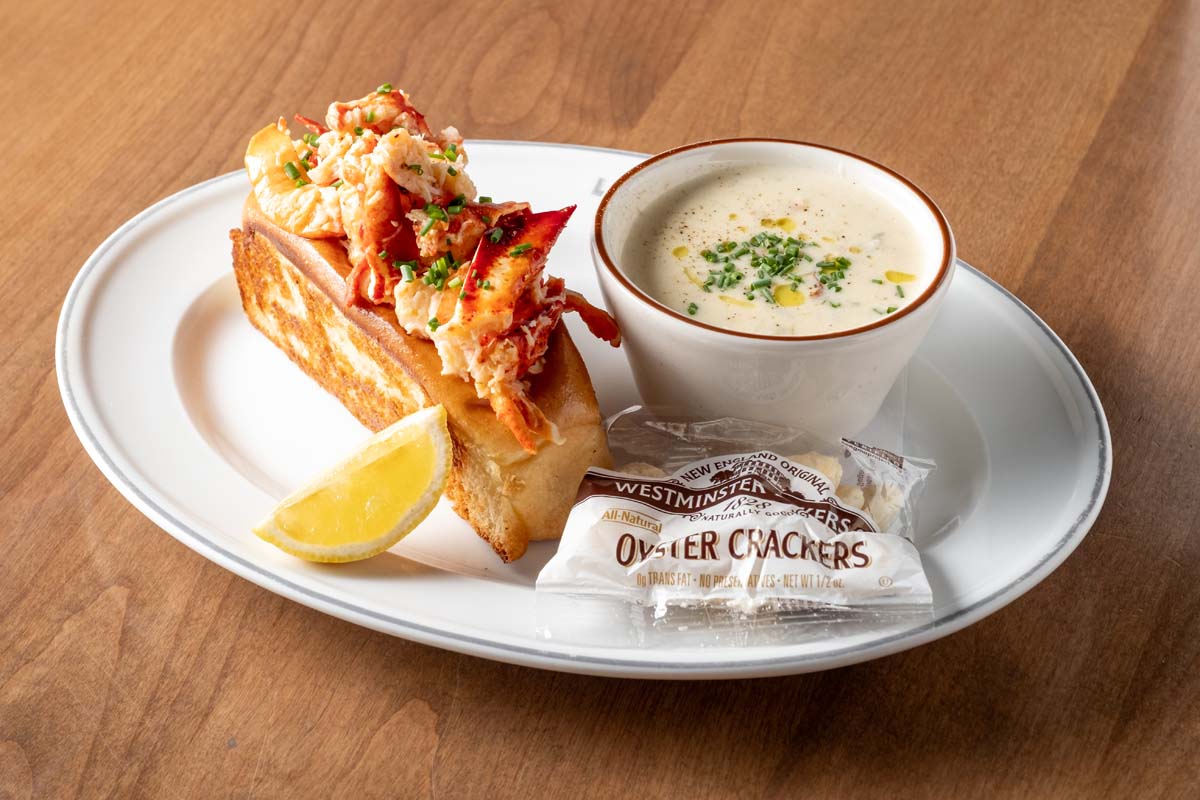 Lobster roll with clam chowder