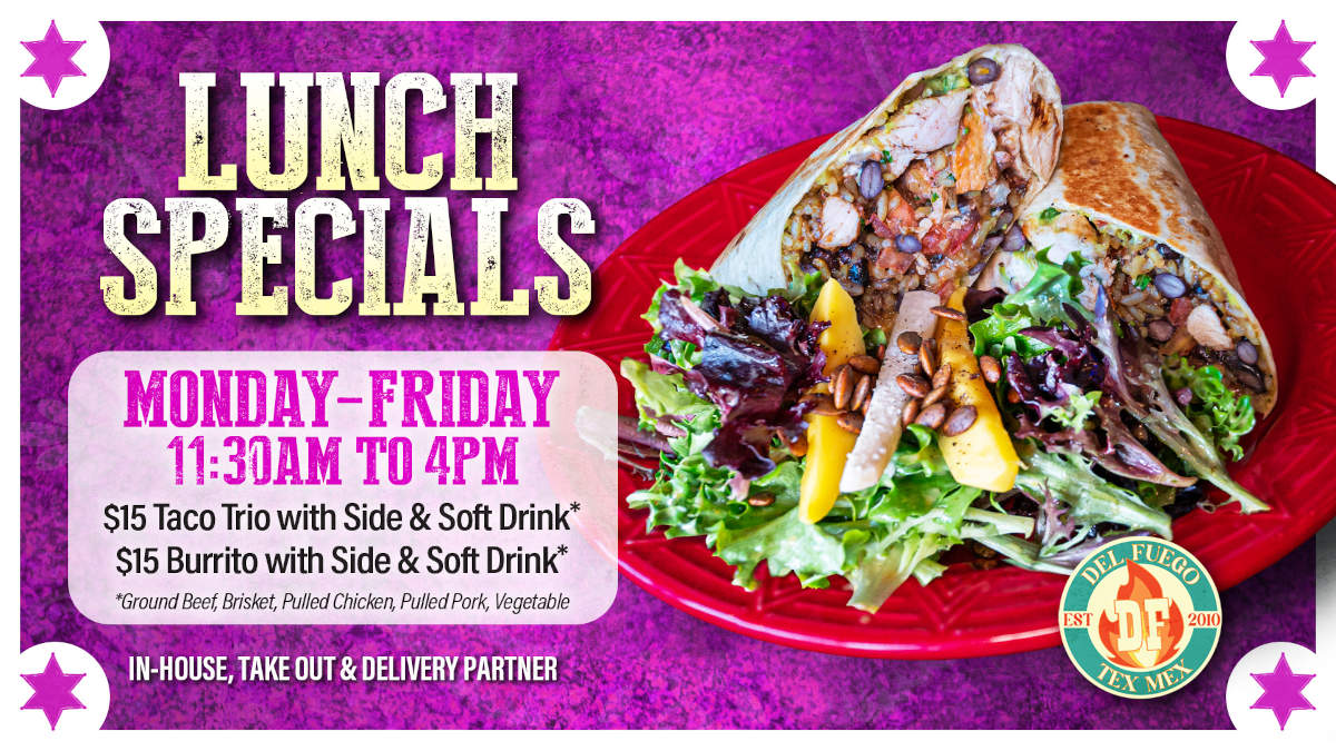 Lunch specials monday-friday 11:30AM to 4pm