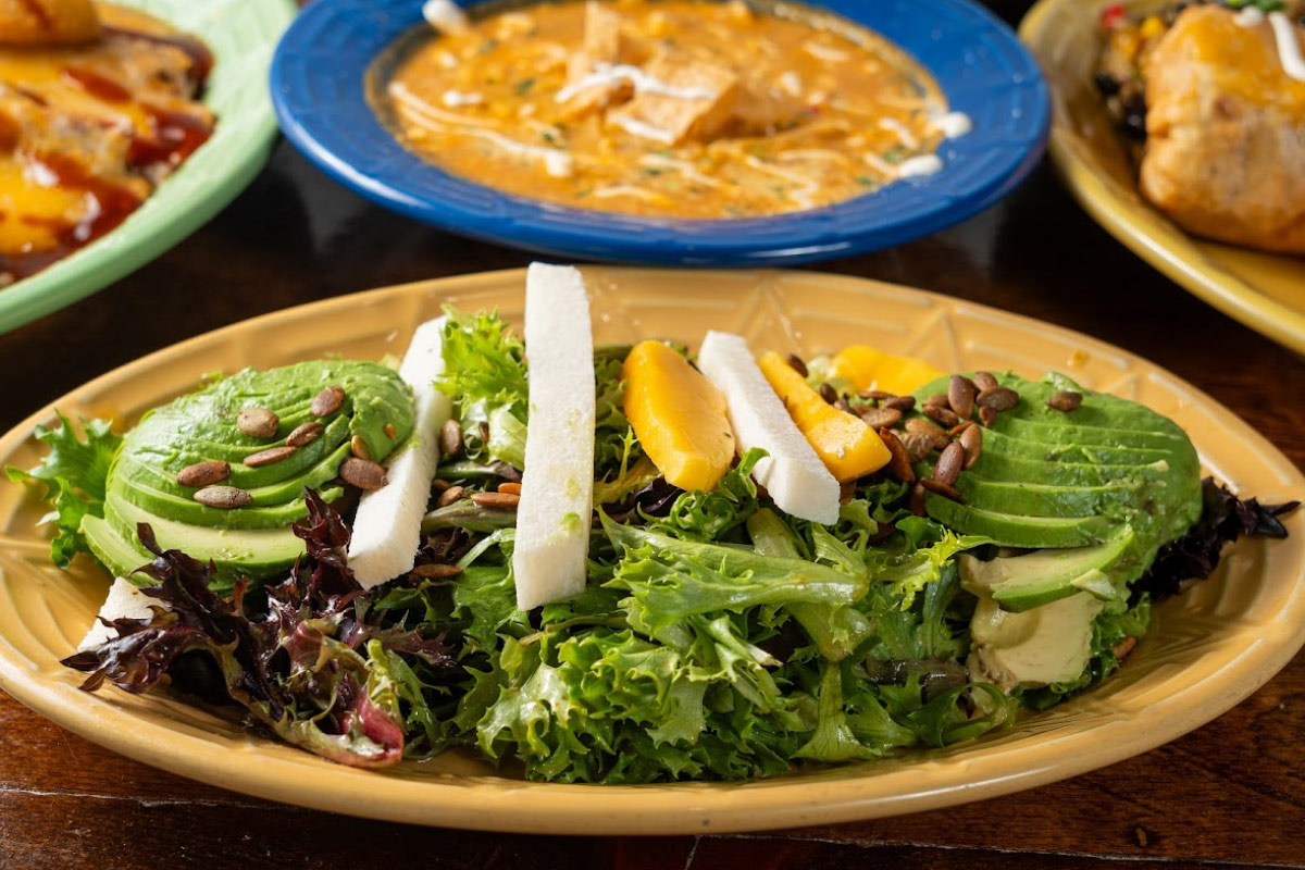 Angle view of the salad on the table