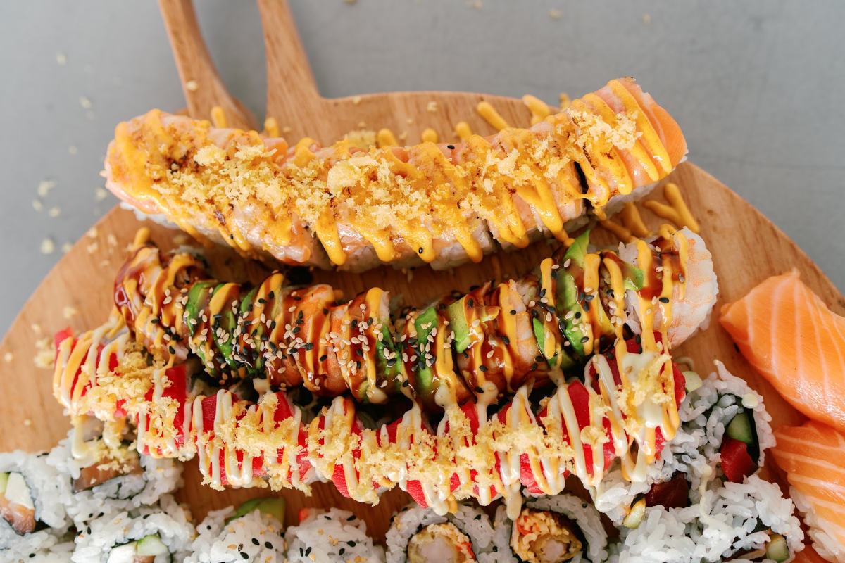 Homemade Salmon Avocado And Spicy Crispy Salmon Maki