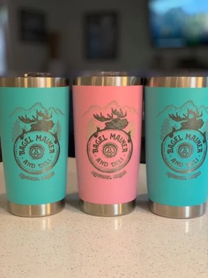 Pink and blue insulated cups