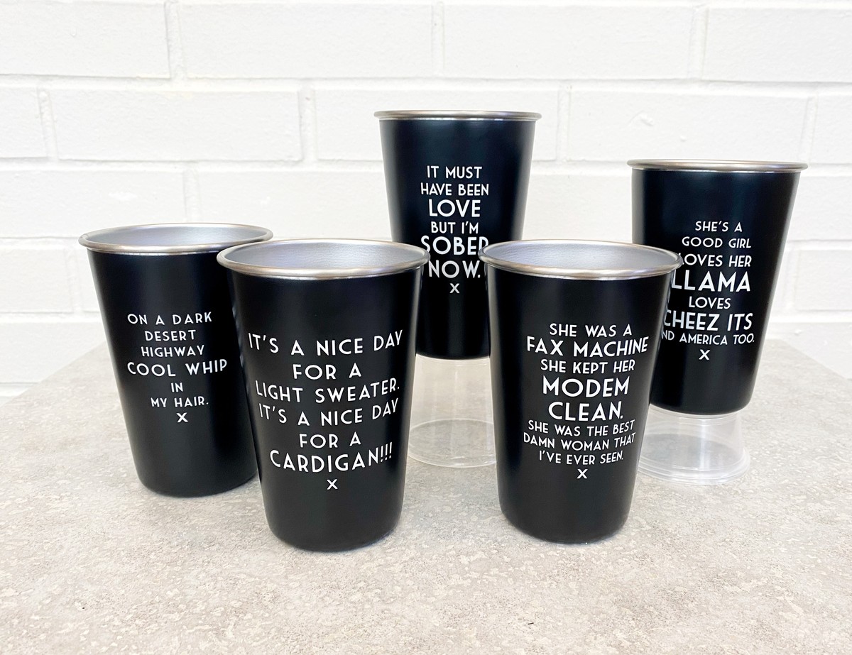 Black Cups with Funny Song Lyrics