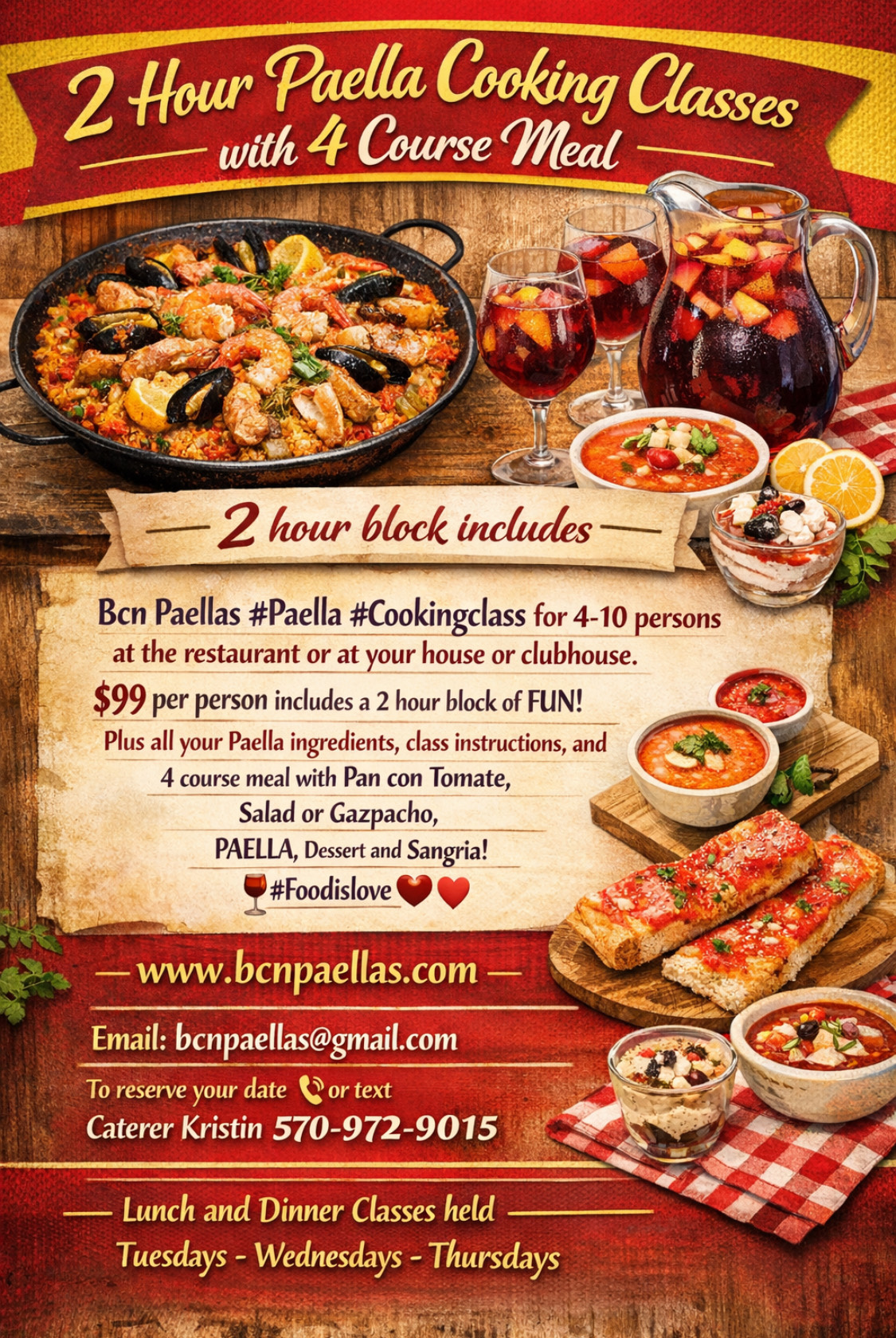 2 hour paella cooking classes