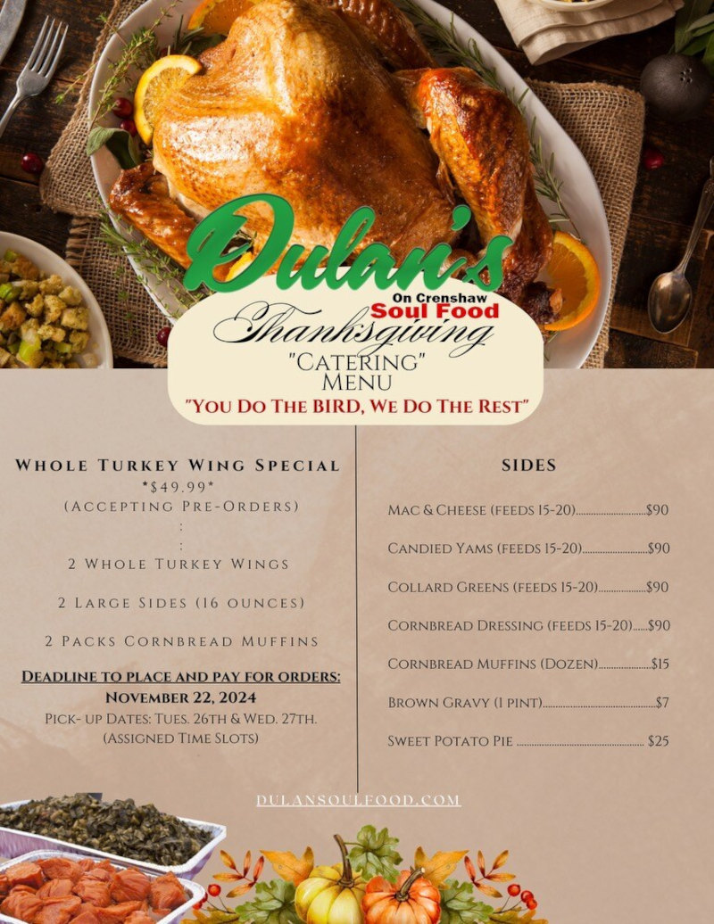 Thanksgiving menu