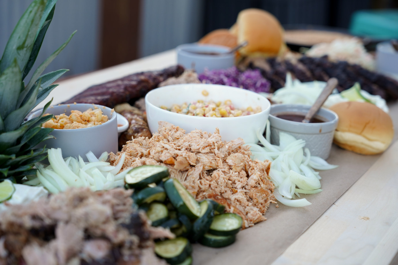 a table with food on it