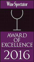 Wine Spectator - Award of excellence 2016