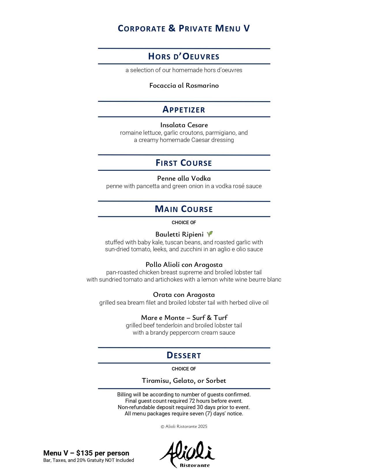 “Corporate & Private Party Menu part 5