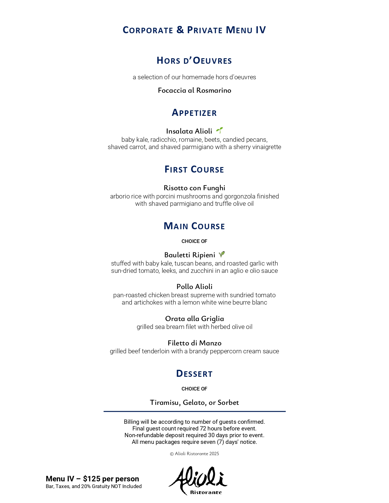 “Corporate & Private Party Menu part 4