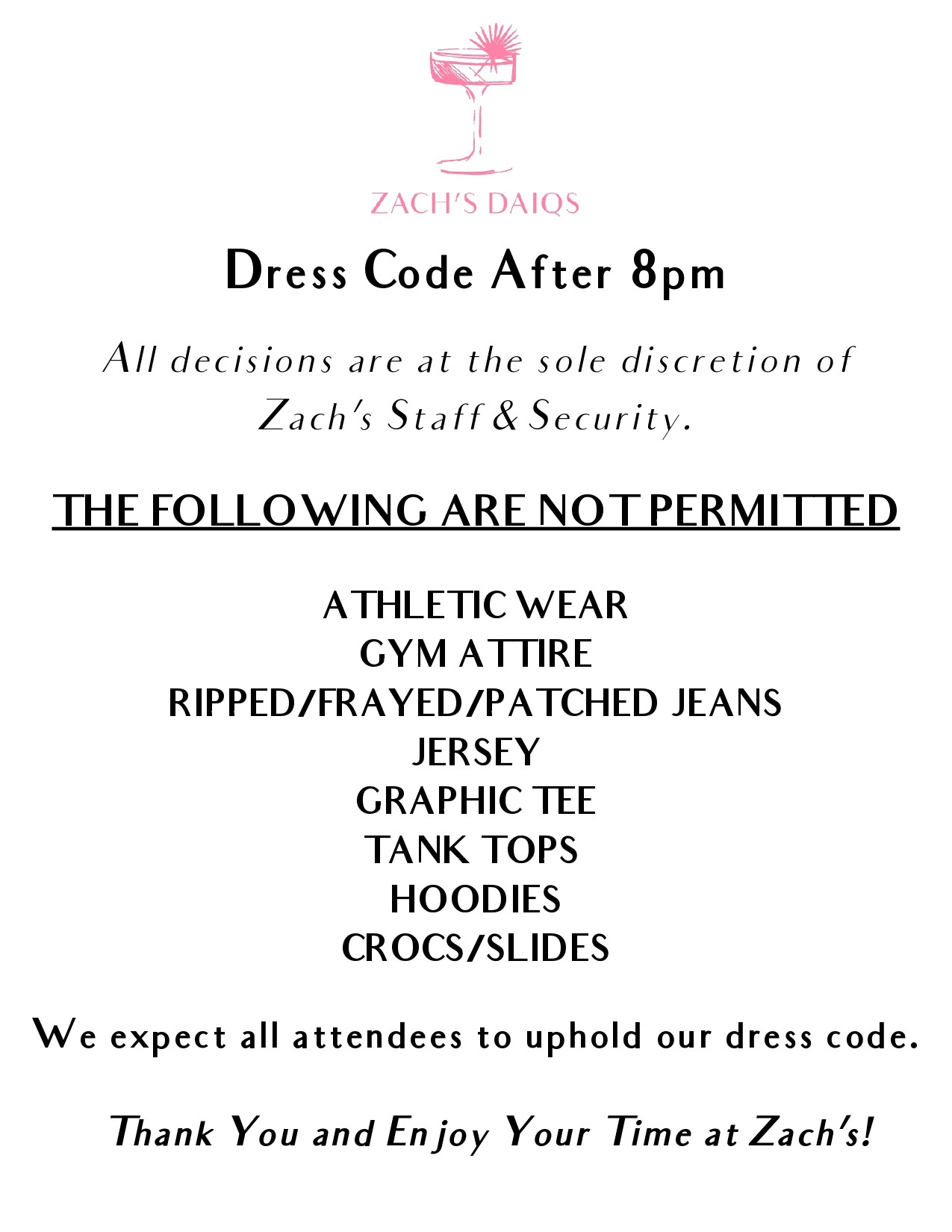 Dress Code After 8 pm