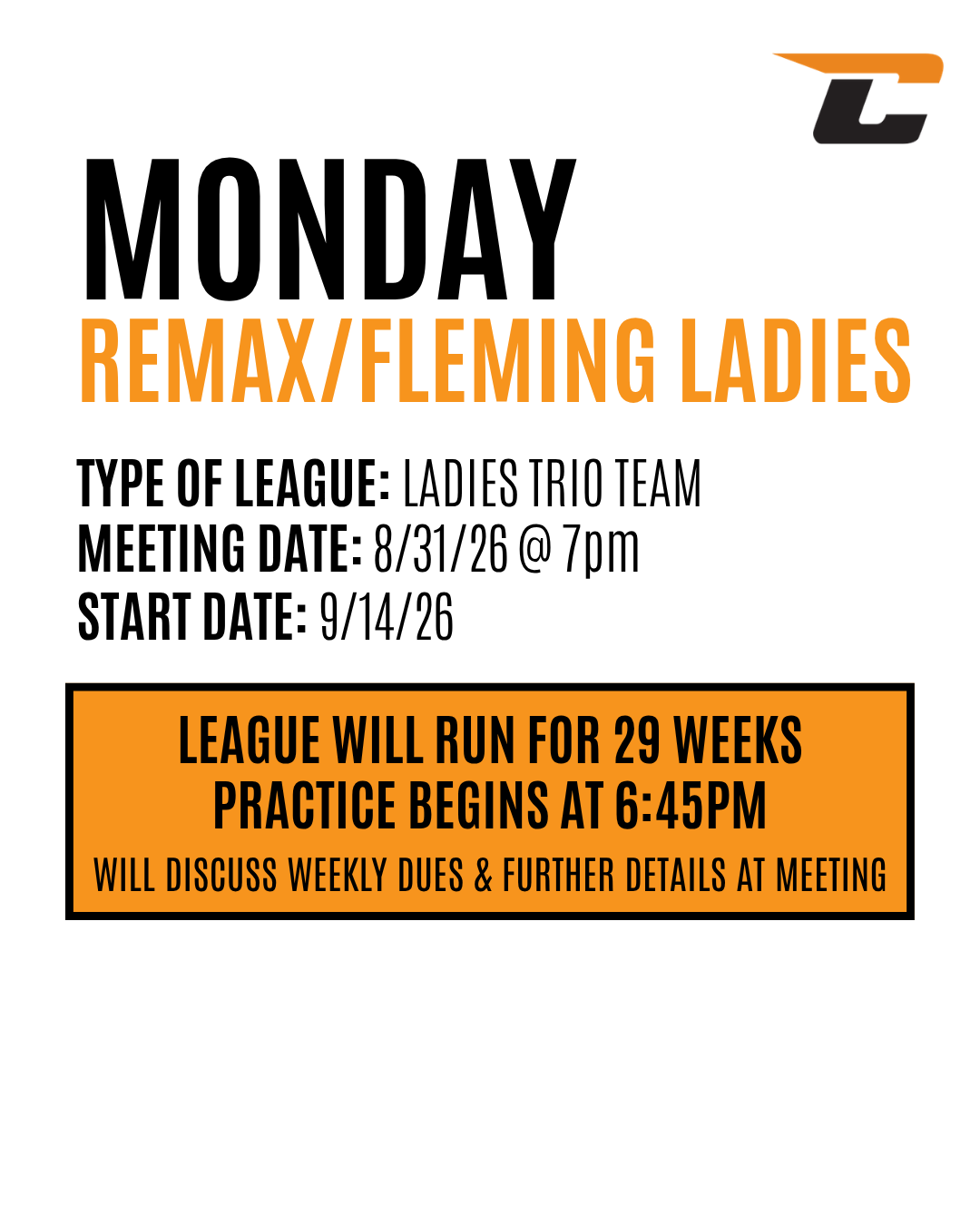Monday Remax/Fleming Ladies