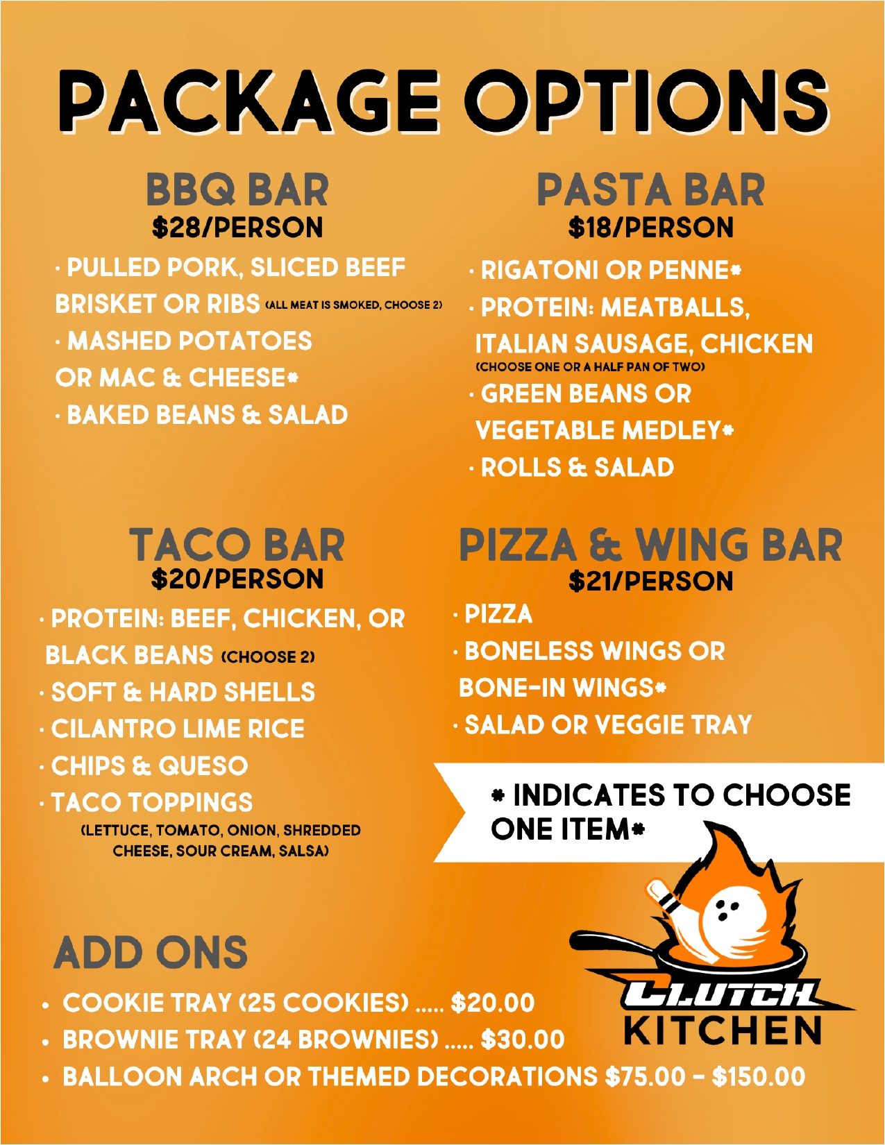 Catering Package Options