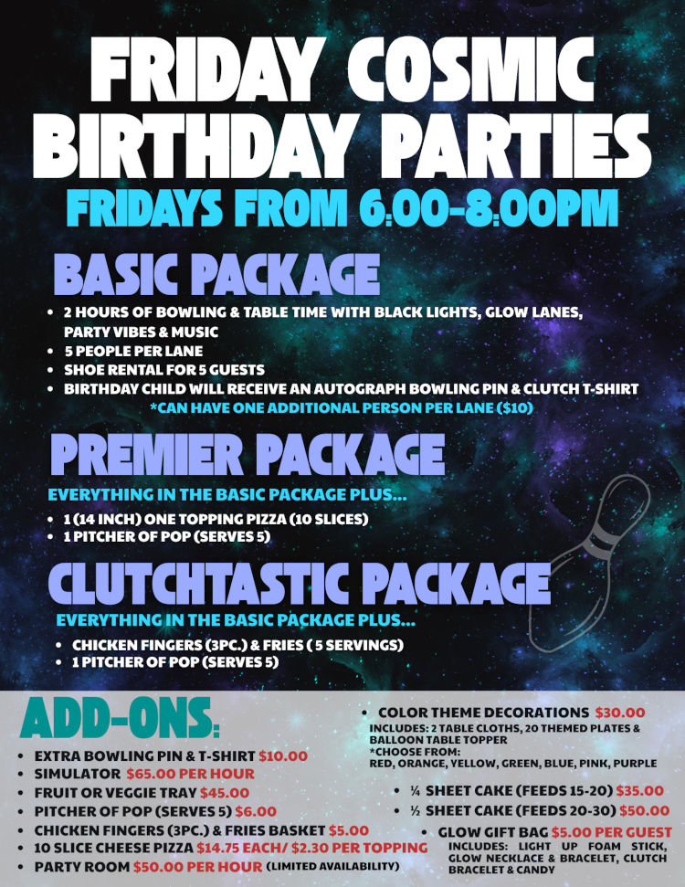 Friday Cosmic Birthday Parties