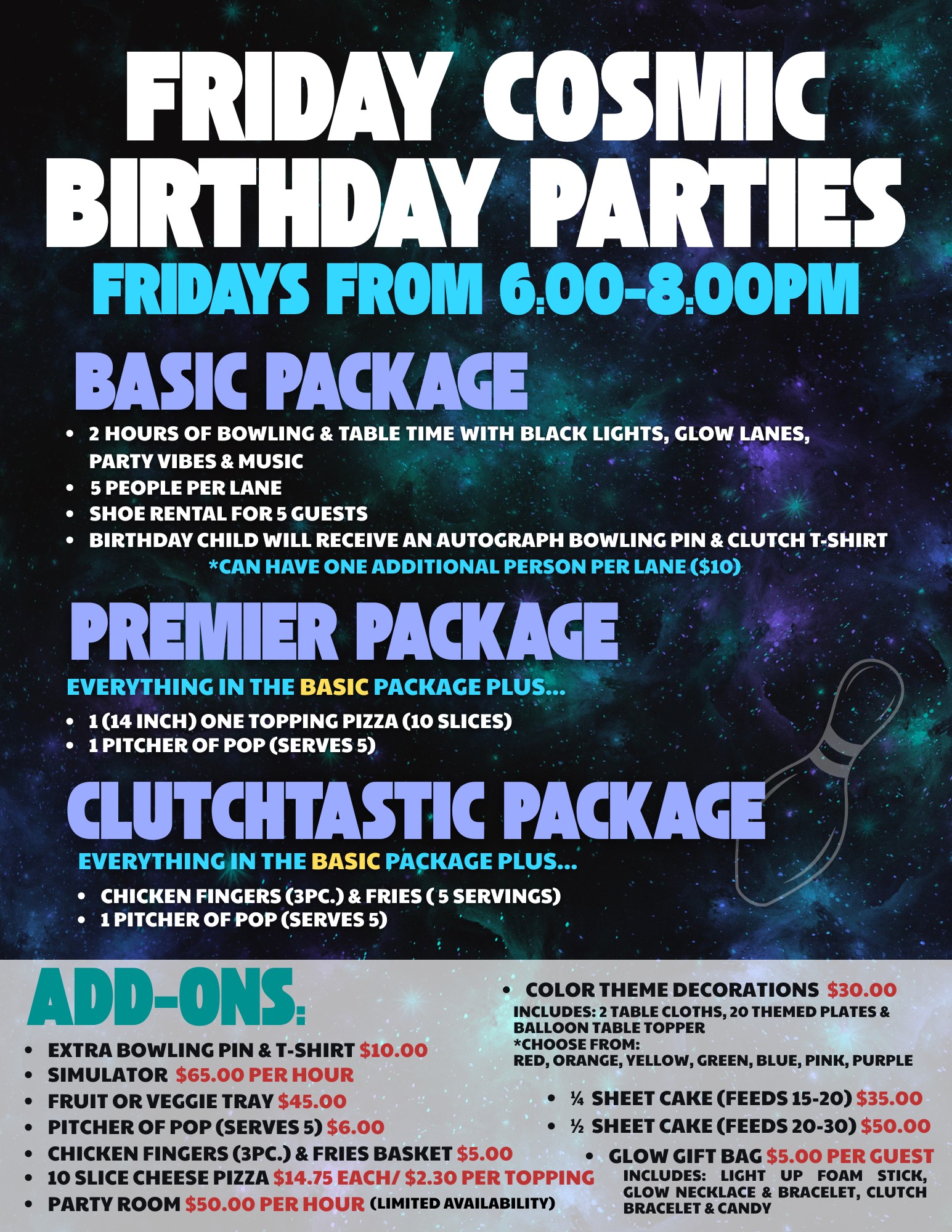 Friday Cosmic Birthday Parties