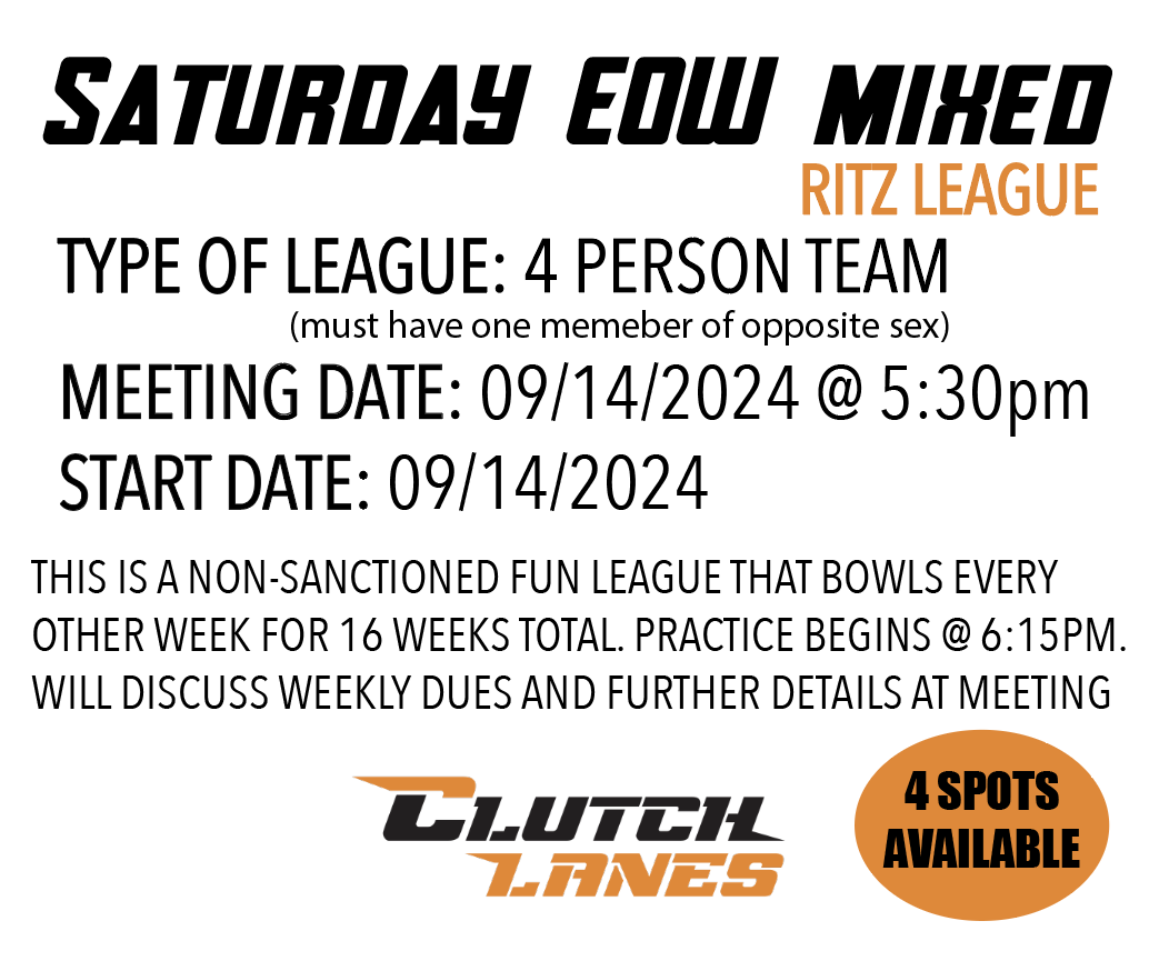 saturday eow mixed rity league flyer