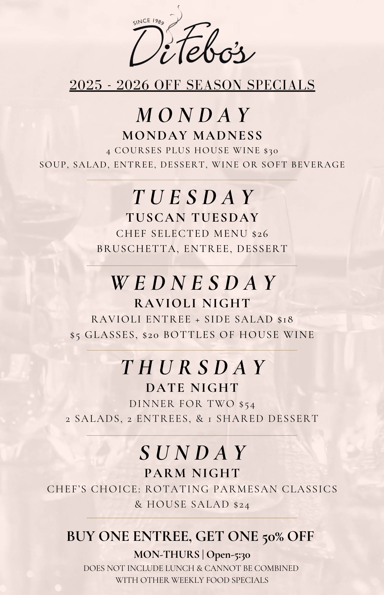 2025 - 2026 off-season specials