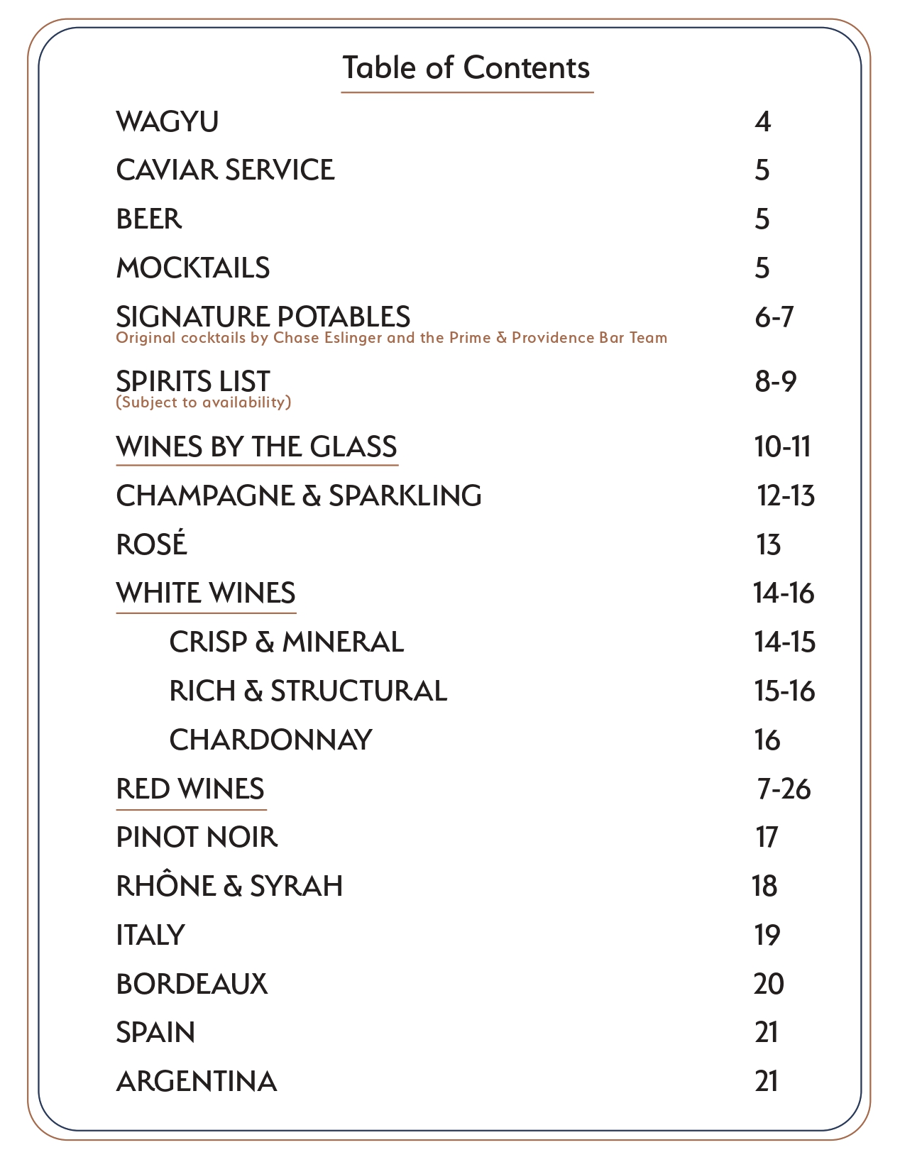 Drink menu page 1