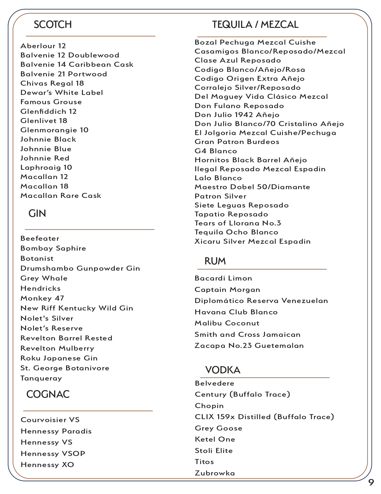 Drink menu page 8