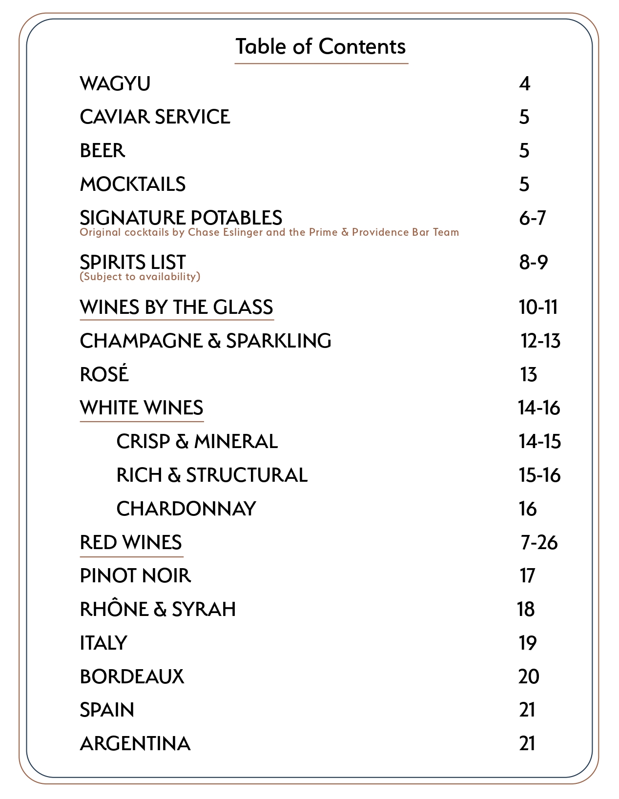 Drink menu page 1