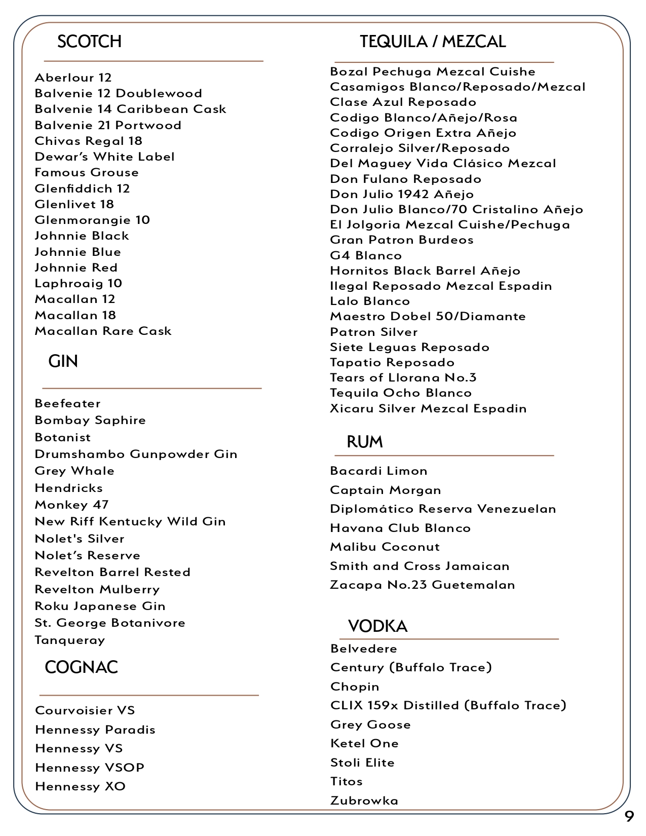 Drink menu page 8