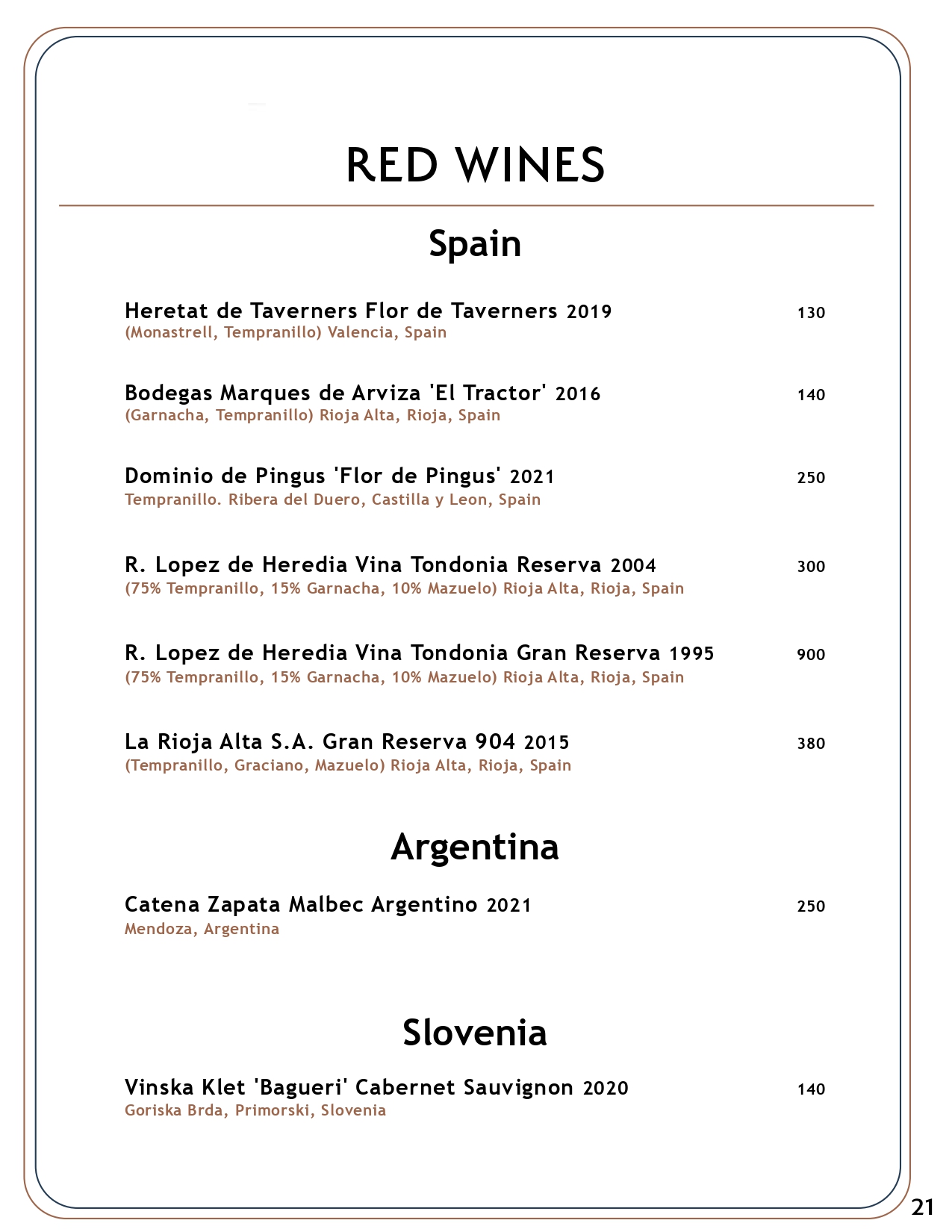 Drink menu page 20