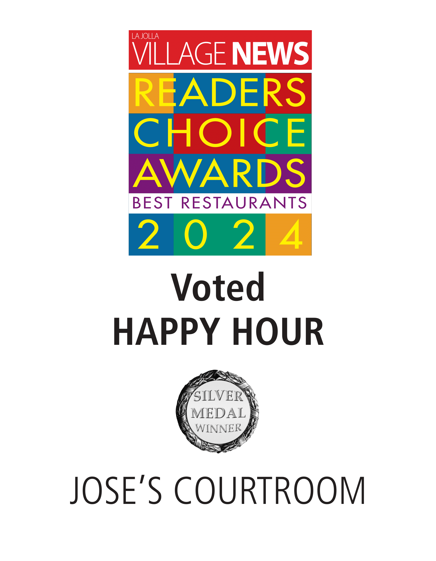 Village News, Voted Happy Hour, silver medal winner Jose's Courtroom