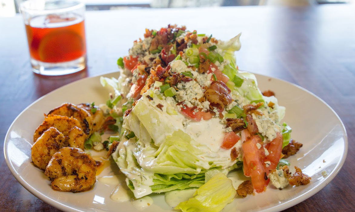 The wedge salad with shrimp
