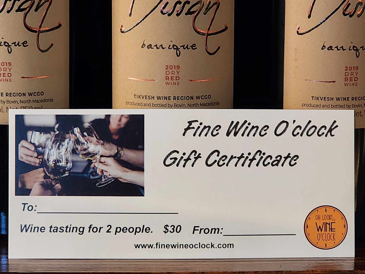 a gift certificate with wine bottles