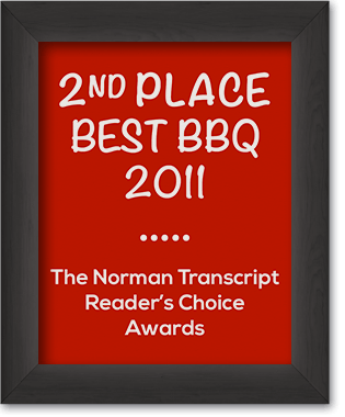 The Norman Transcript reader's Choise Awards 2nd place best BBQ 2011